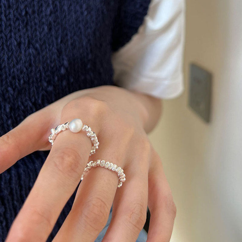 Sier Broken Several Two Wind Pearl Rings