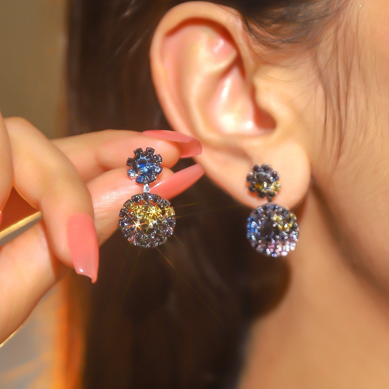 Rhinestone Snowflake Affordable Luxury Style Fashion Earrings