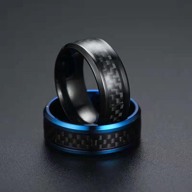 Fashion Personality Carbon Fiber Titanium Steel Rings