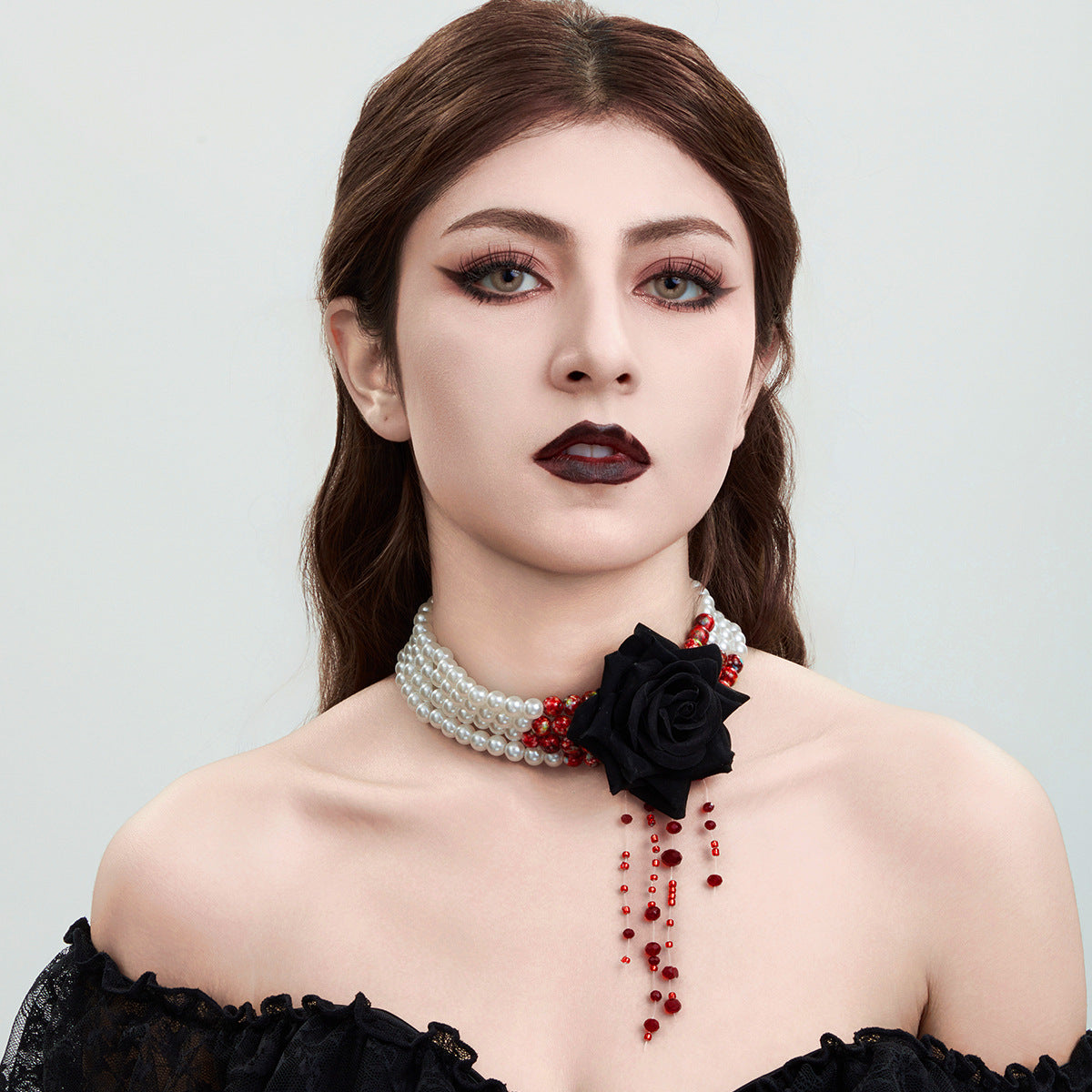 Pearl Personality Tassel Imitation Blood Drop Necklaces