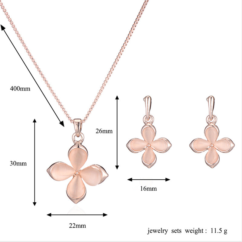 Clover Opal Two-piece Simple Bride Female Necklaces
