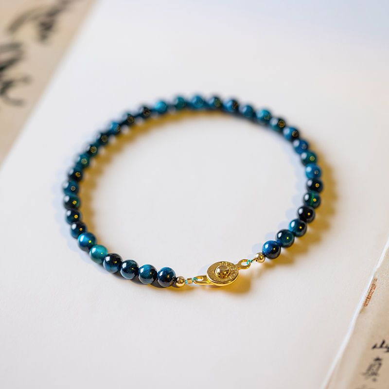 Live Broadcast Natural Blue Tiger Stone Cat Bracelets