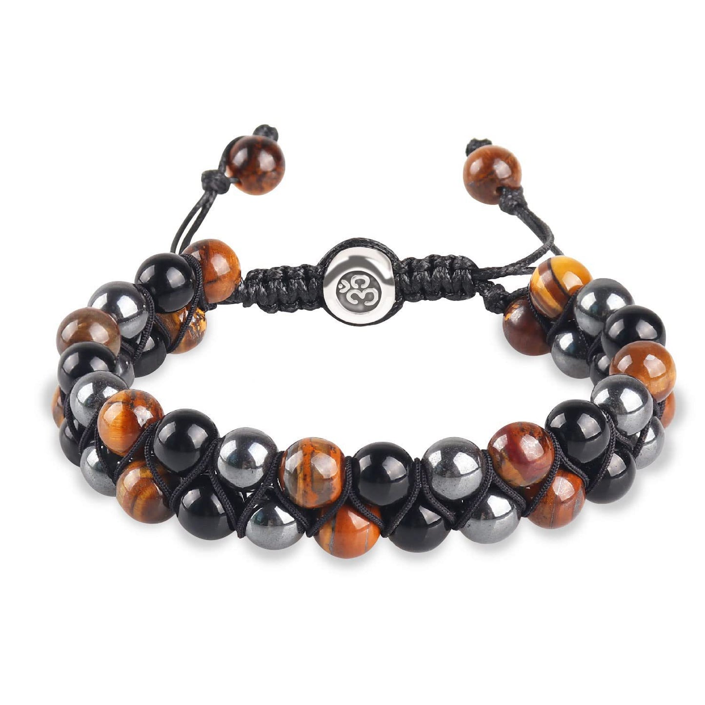 Men's Agate Stone Woven Adjustable Black Magnet Bracelets