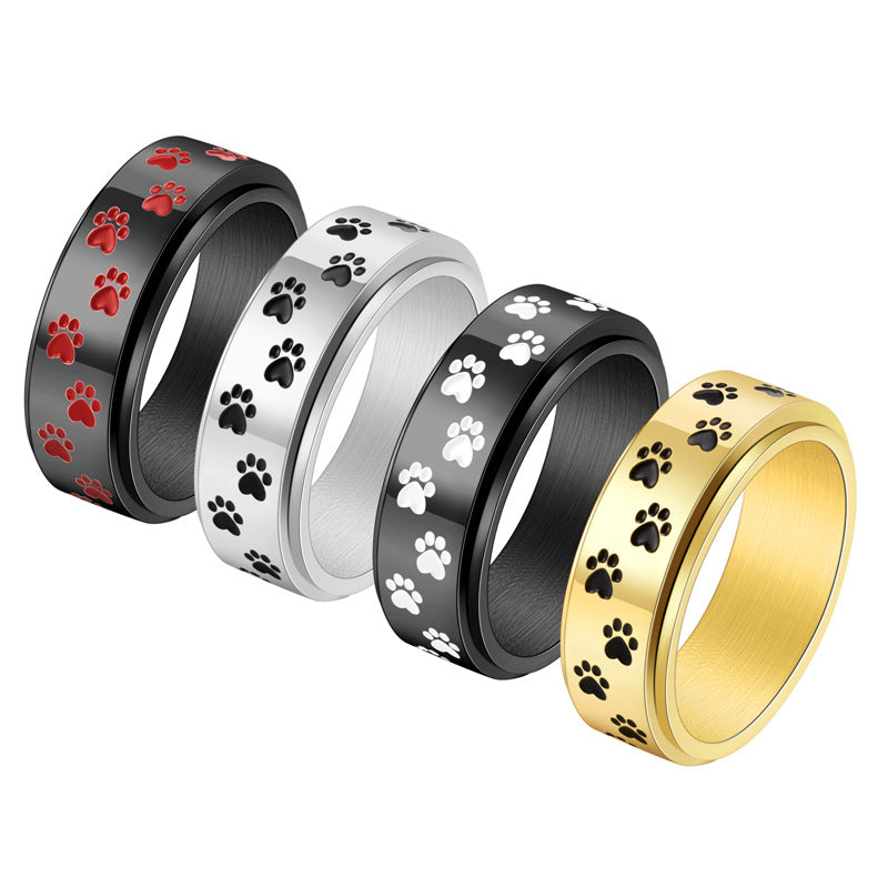 Men's Steel Punk Dog Paw Can Be Rotatable Rings