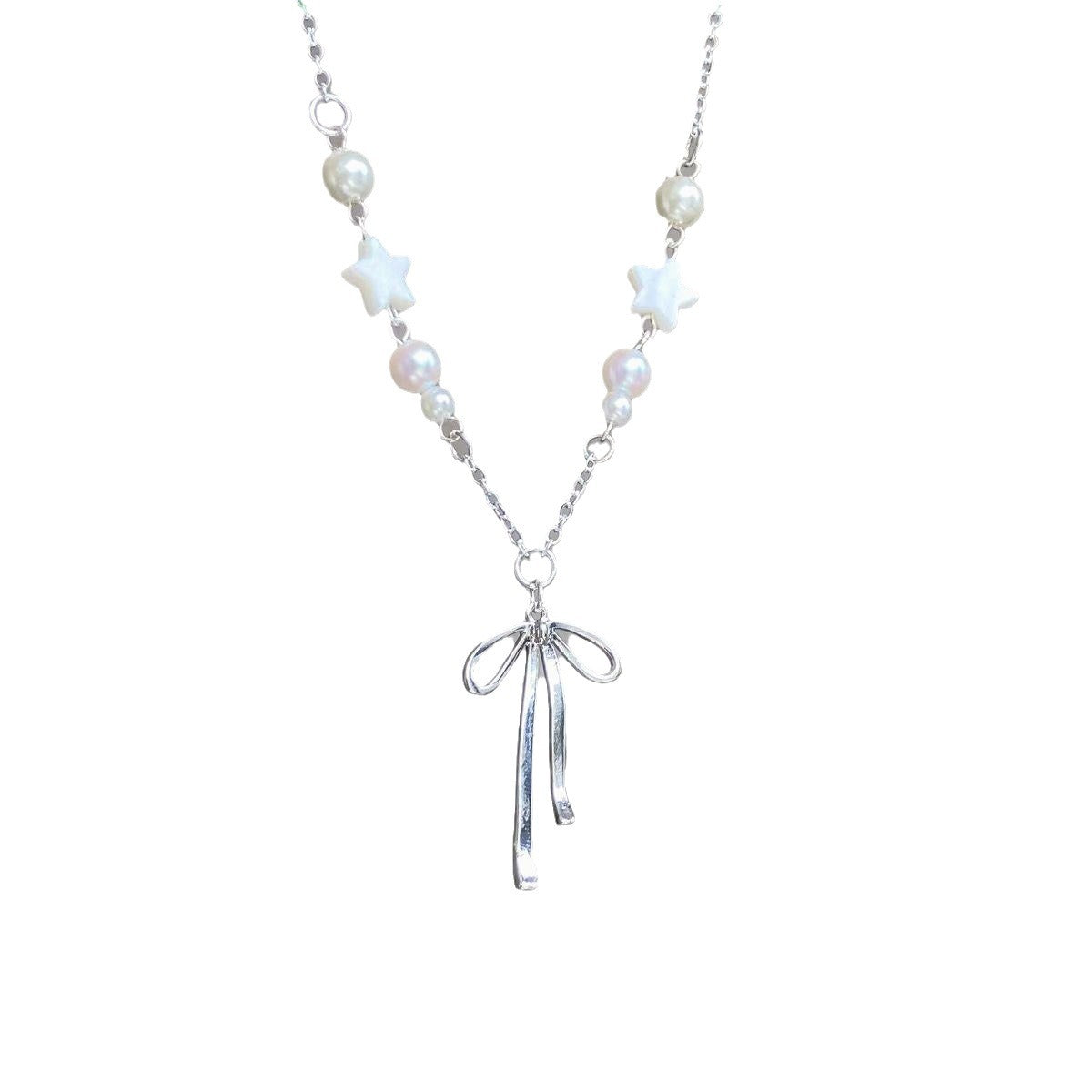 Heart Bow Pearl Korean Artsy Temperament Necklaces
