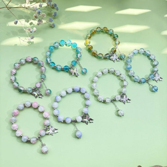Beads Butterfly Sweet Glass Bead Elastic String Live Bracelets
