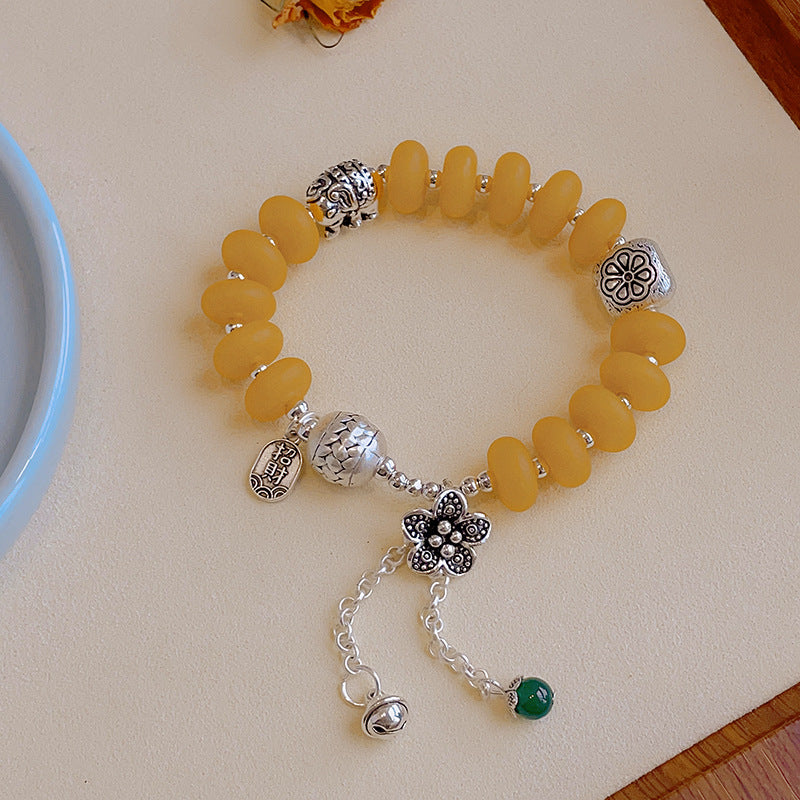 Women's & Men's Retro Ethnic Style Agate Ox Bone Rosary Bracelet