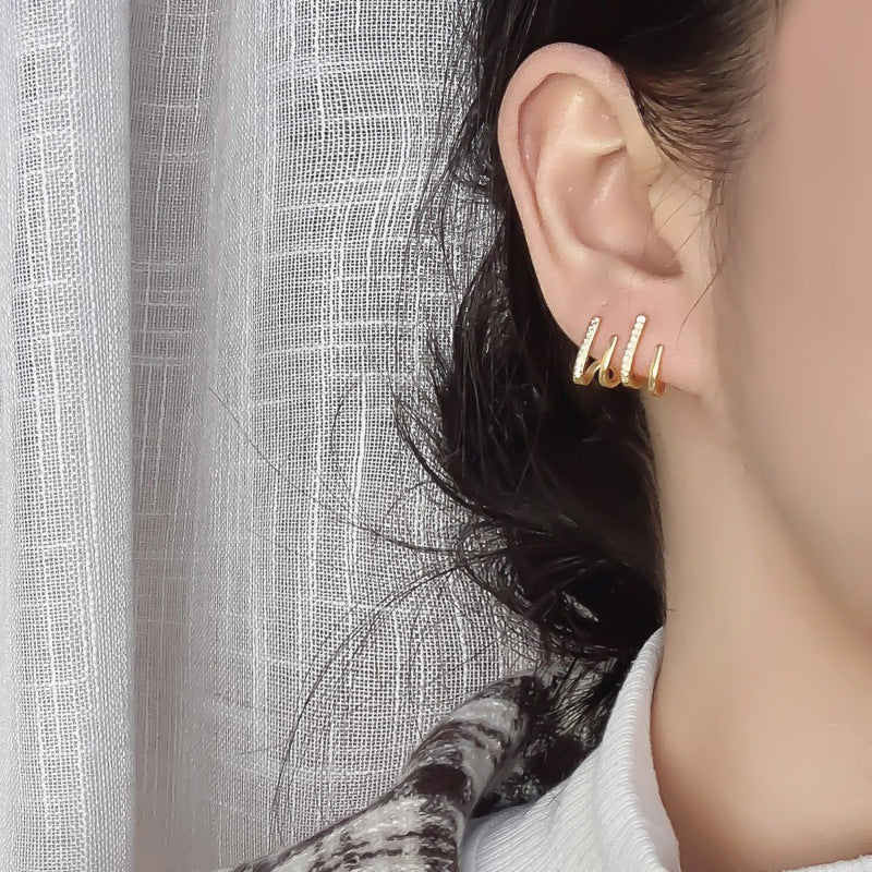 Temperament Vertical Bar Geometric Multiple Ear Earrings