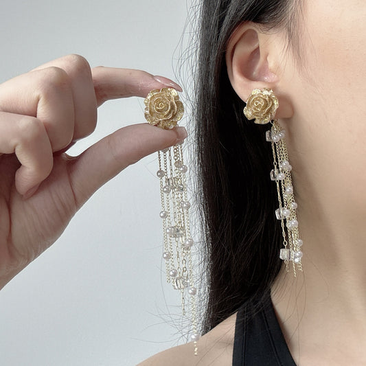Crystal Vintage Court Style Pearl Eardrops Earrings