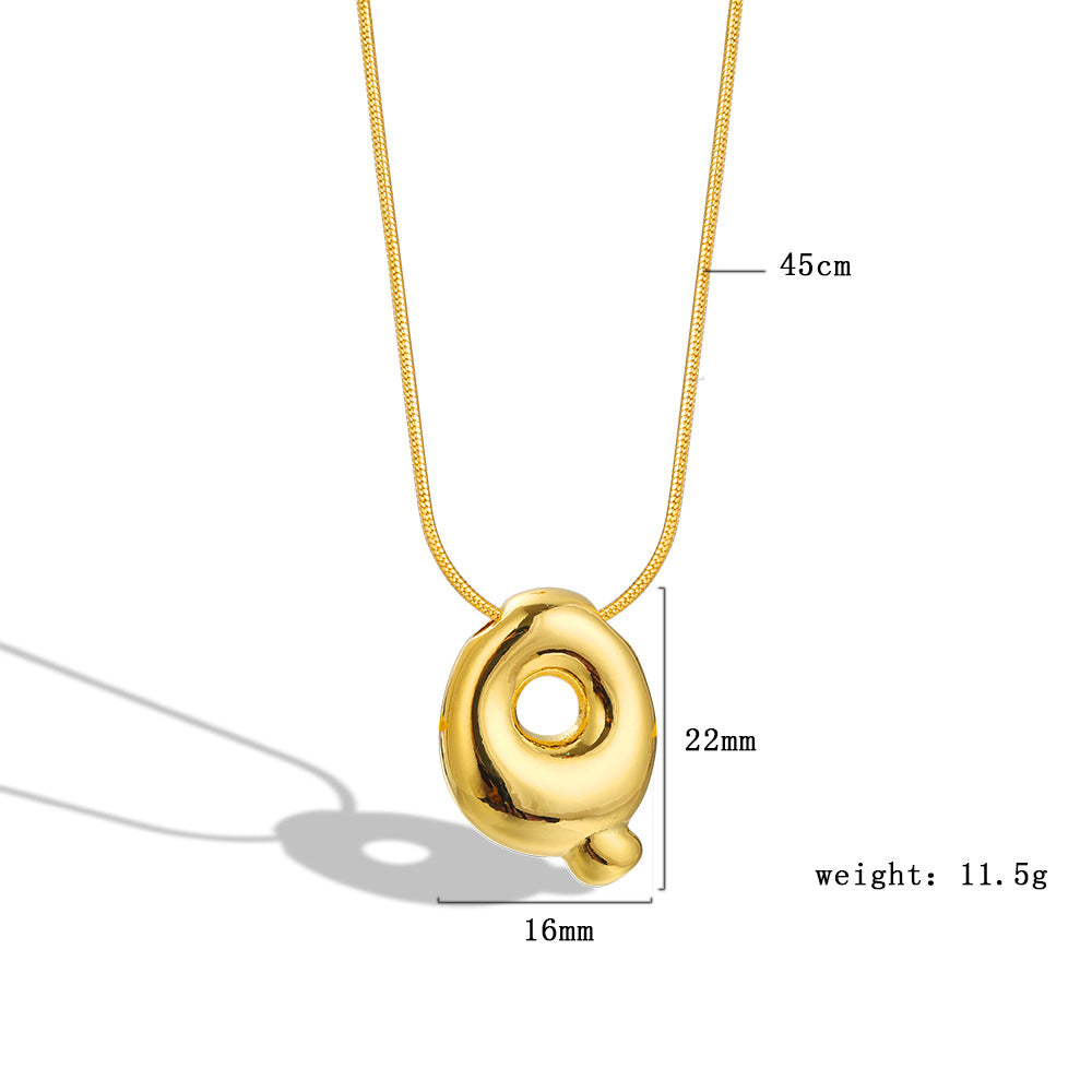 Balloon Bubble Chubby Letter Copper Plated Necklaces