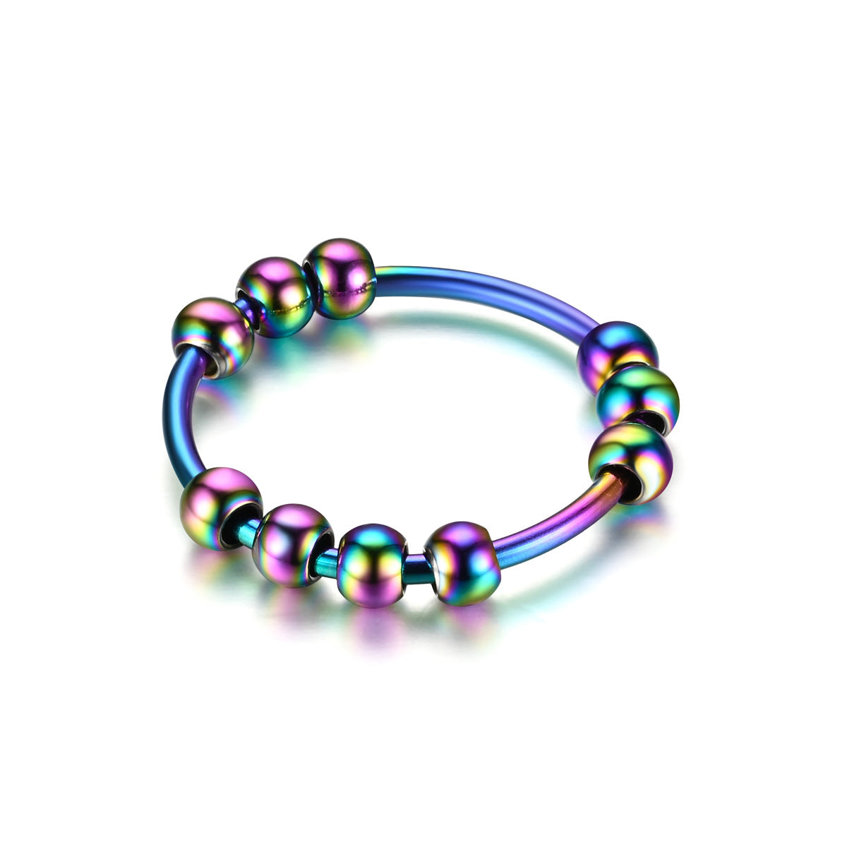 Fashion Niche Rotatable Ten Round Bead Rings