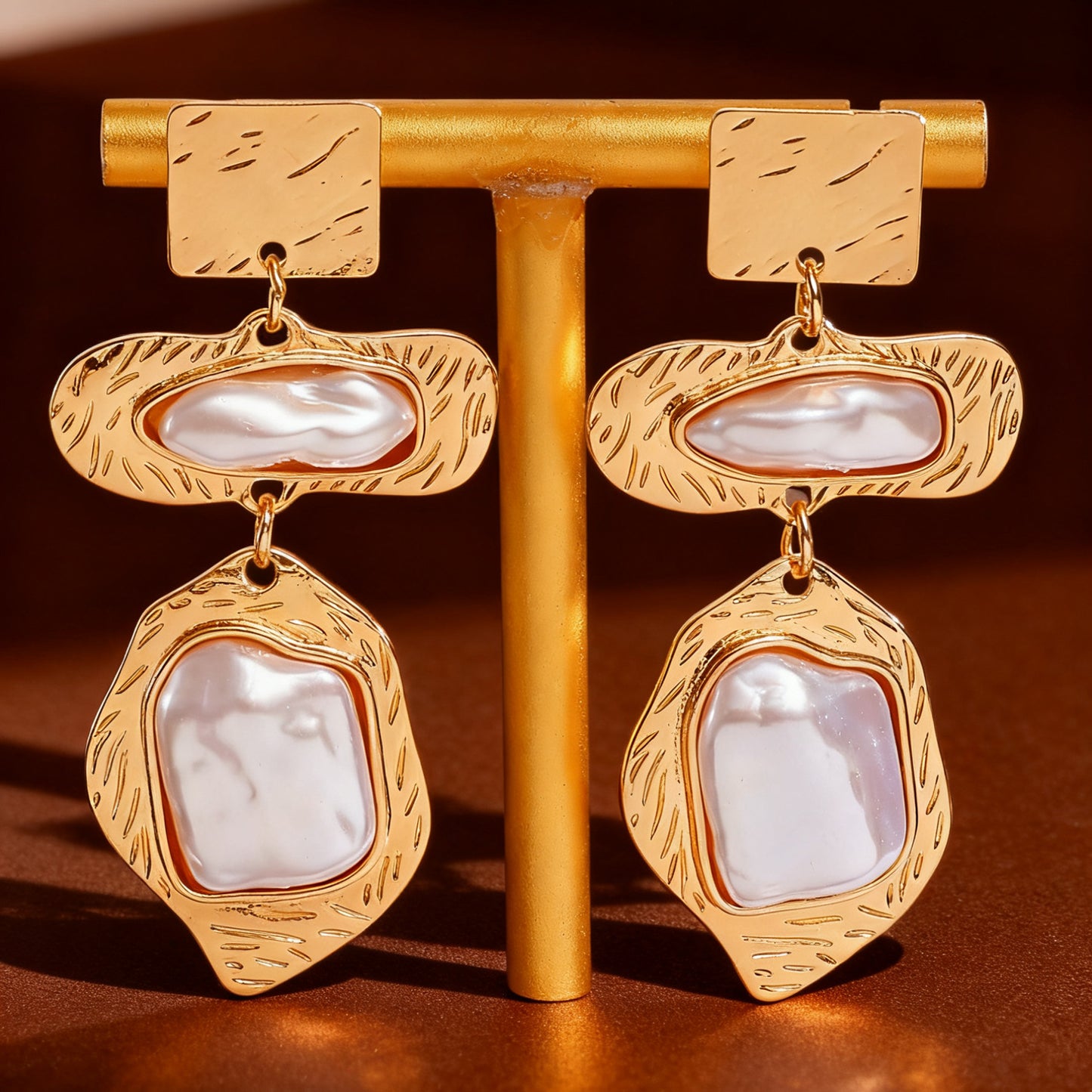 Ear Female Irregular Geometric Texture Design Jewelry Set