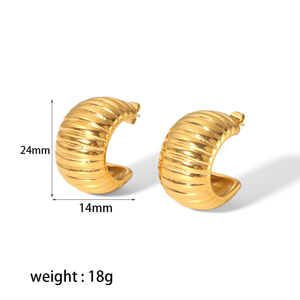 Women's French Style Retro Affordable Luxury Gold Stainless Steel Earrings