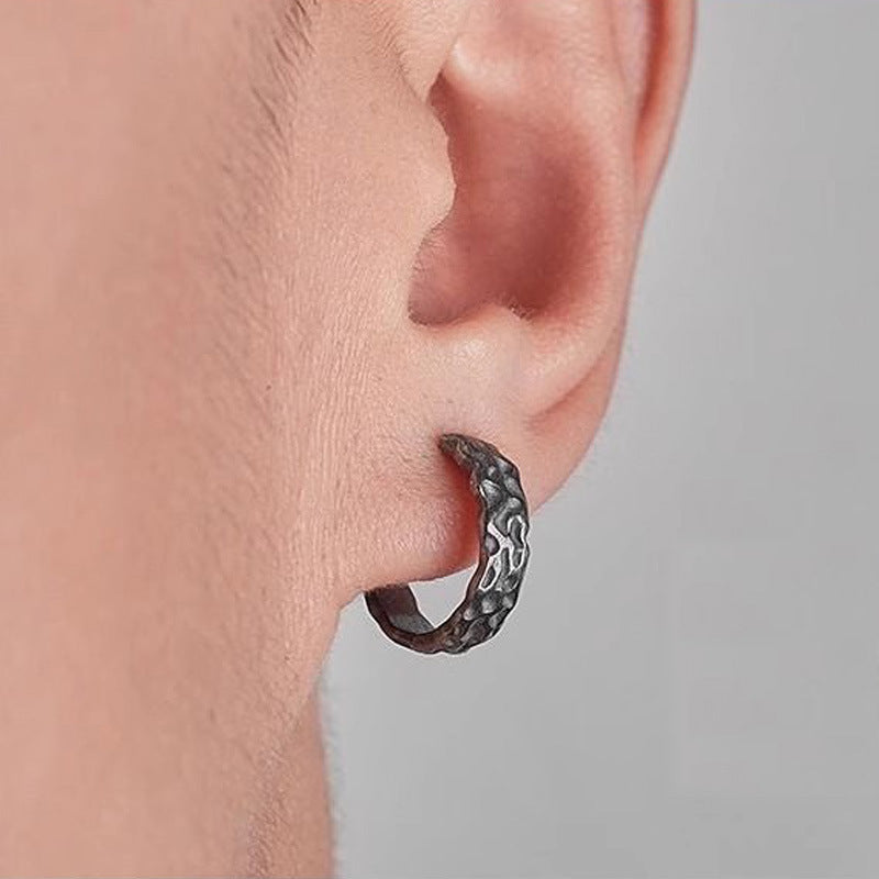 Men's Black Meteorite Fashion Cold Style Single Earrings