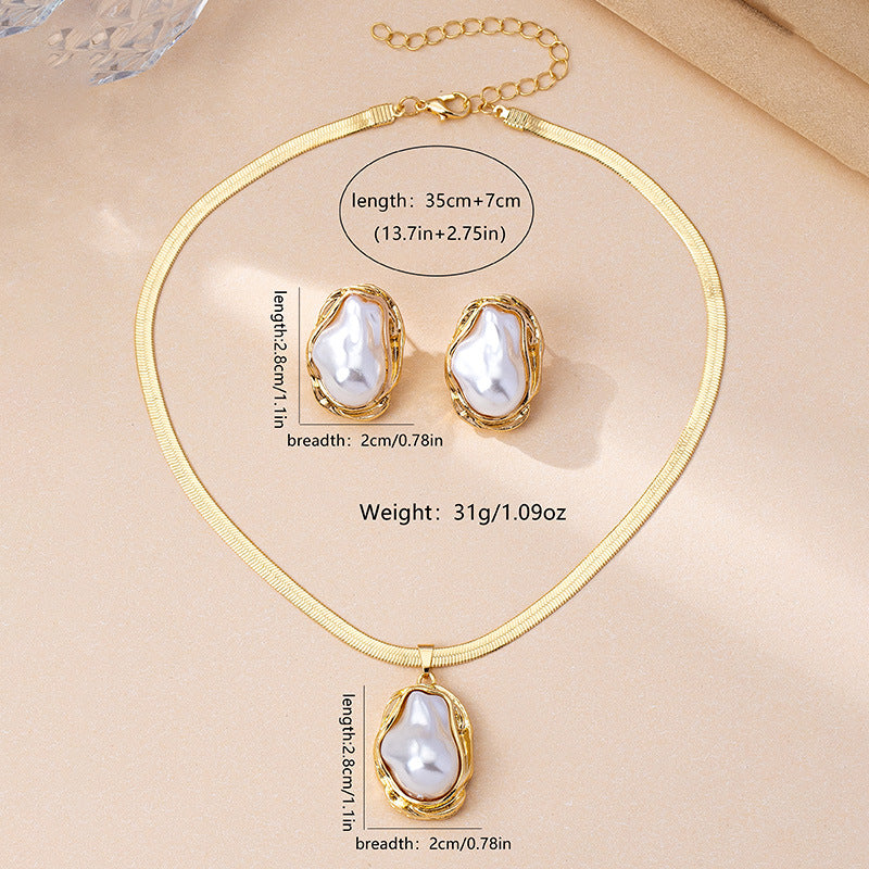 Snake Chain Retro Baroque Pearl Single Pendants