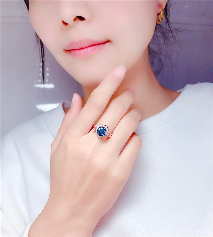 Female Live Simulation Sapphire Fashion Hand Rings