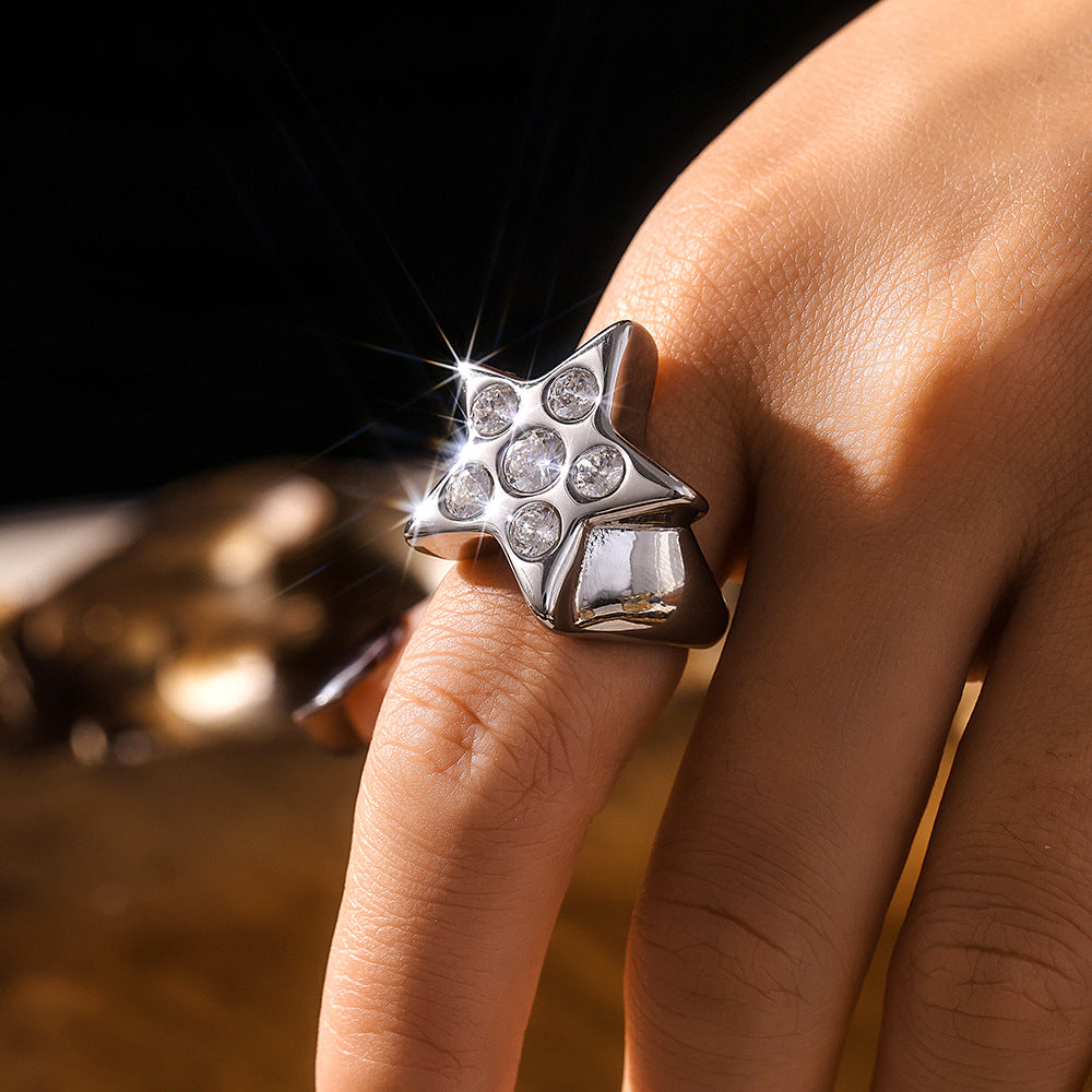 Star Gold Zircon Fashion High Sense Rings