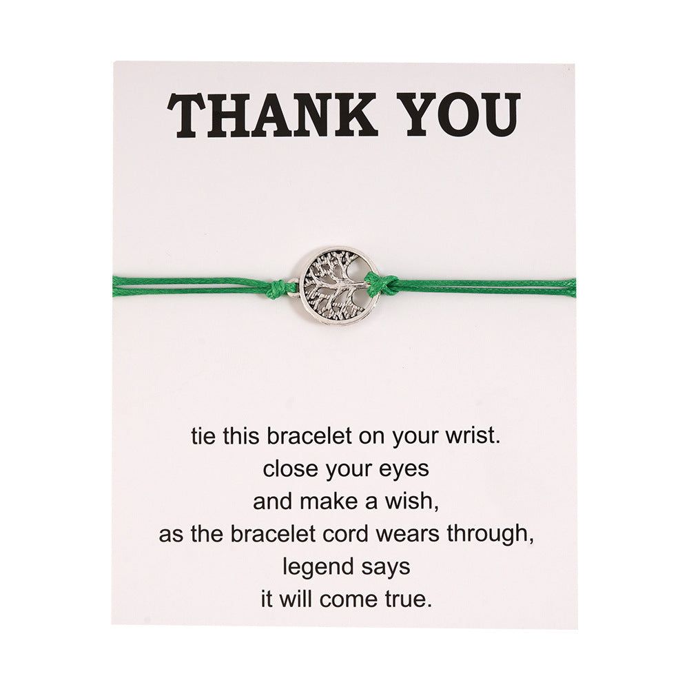 Woven Lucky Tree Vintage Blessing Card Bracelets