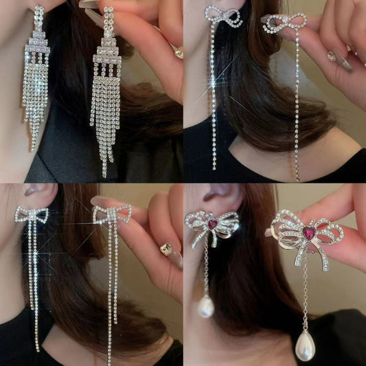 Oval Tassel Minority Fashion Frosty Style Temperament Entry Earrings