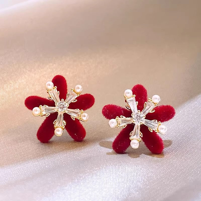 Women's Sier Needle Red Retro Affordable Luxury High-grade Earrings