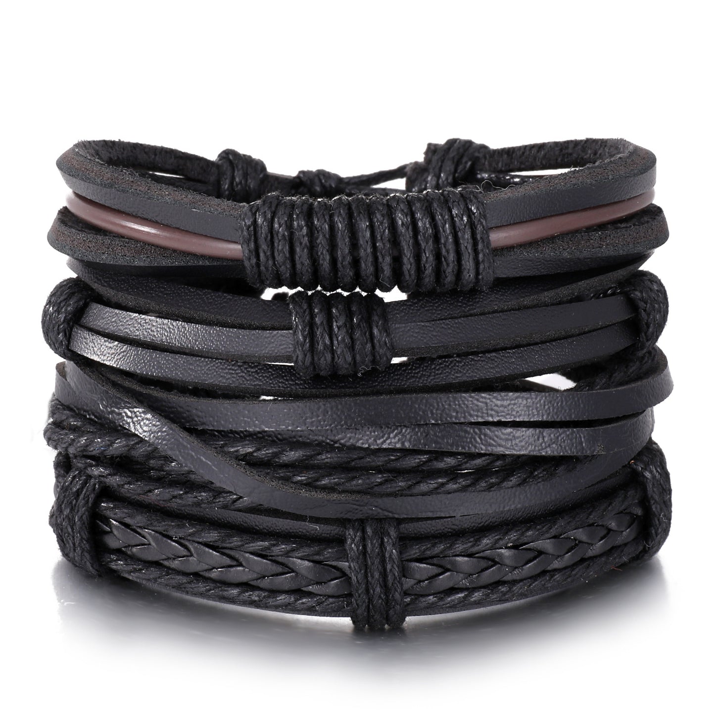 Men's Series Woven Leather Coconut Shell Hemp Bracelets