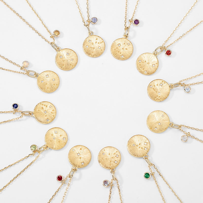 Brushed Craft Sterling Sier Inlaid Birthstone Pendants