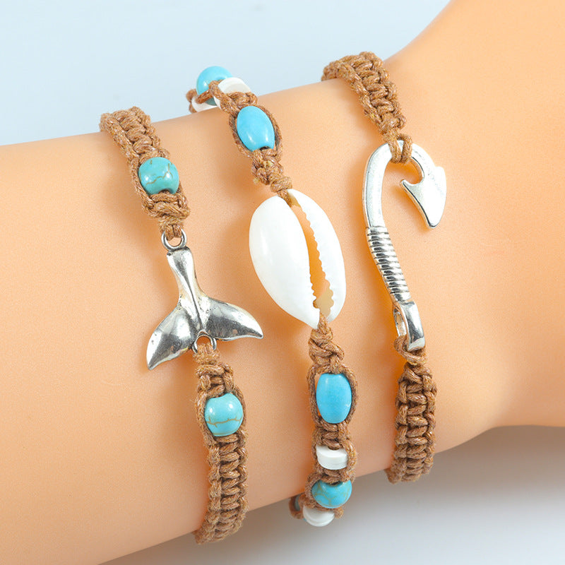 Fishhook Fishtail Ocean Braided Conch Surfing Bracelets