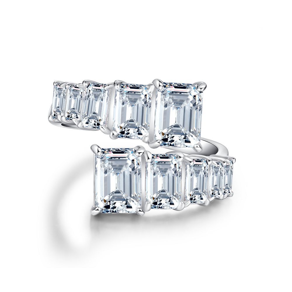 Women's Sterling Sier Zircon Combination Twin Index Finger Tail Rings