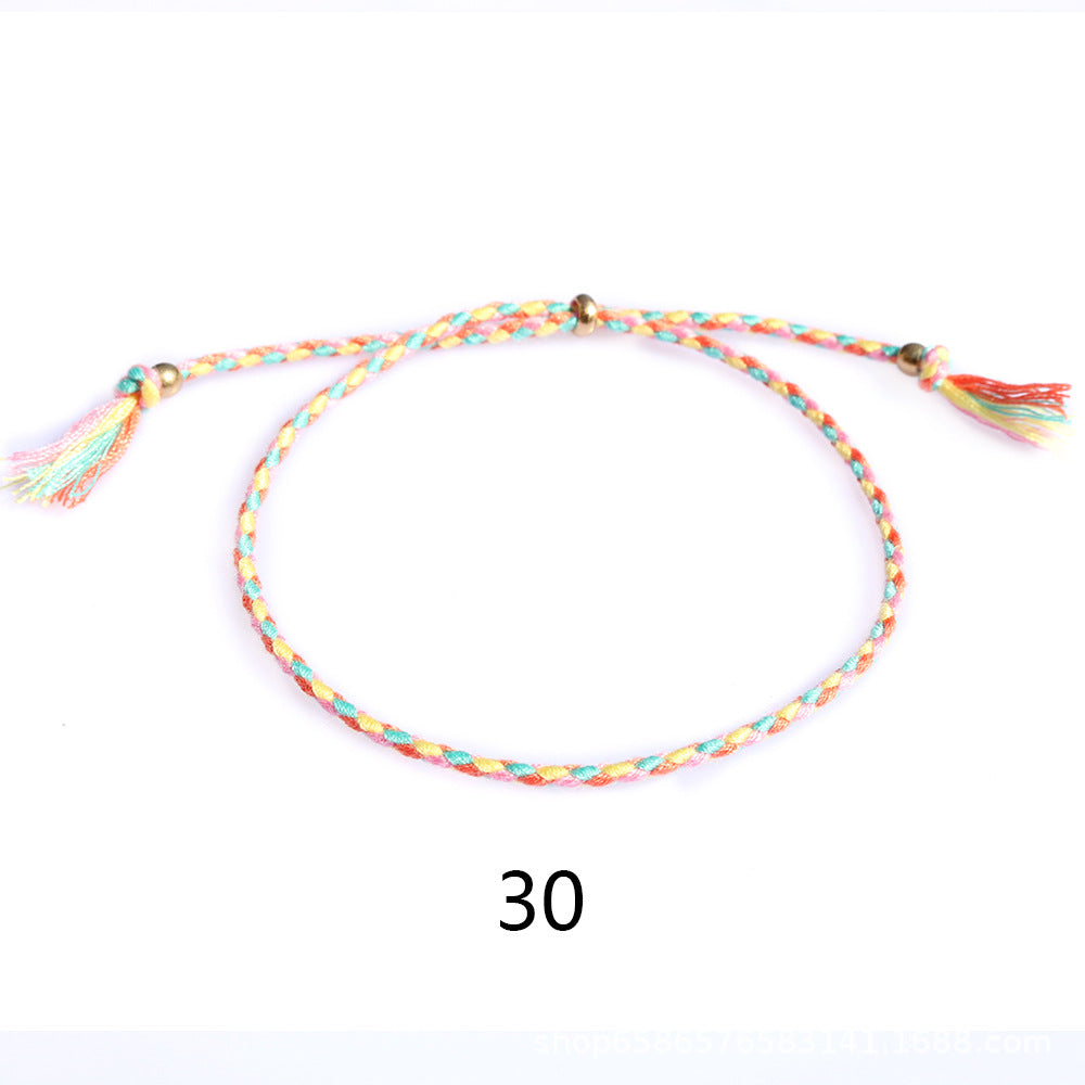 Women's & Men's Colorful Cotton String Friendship Copper Bead Bracelets