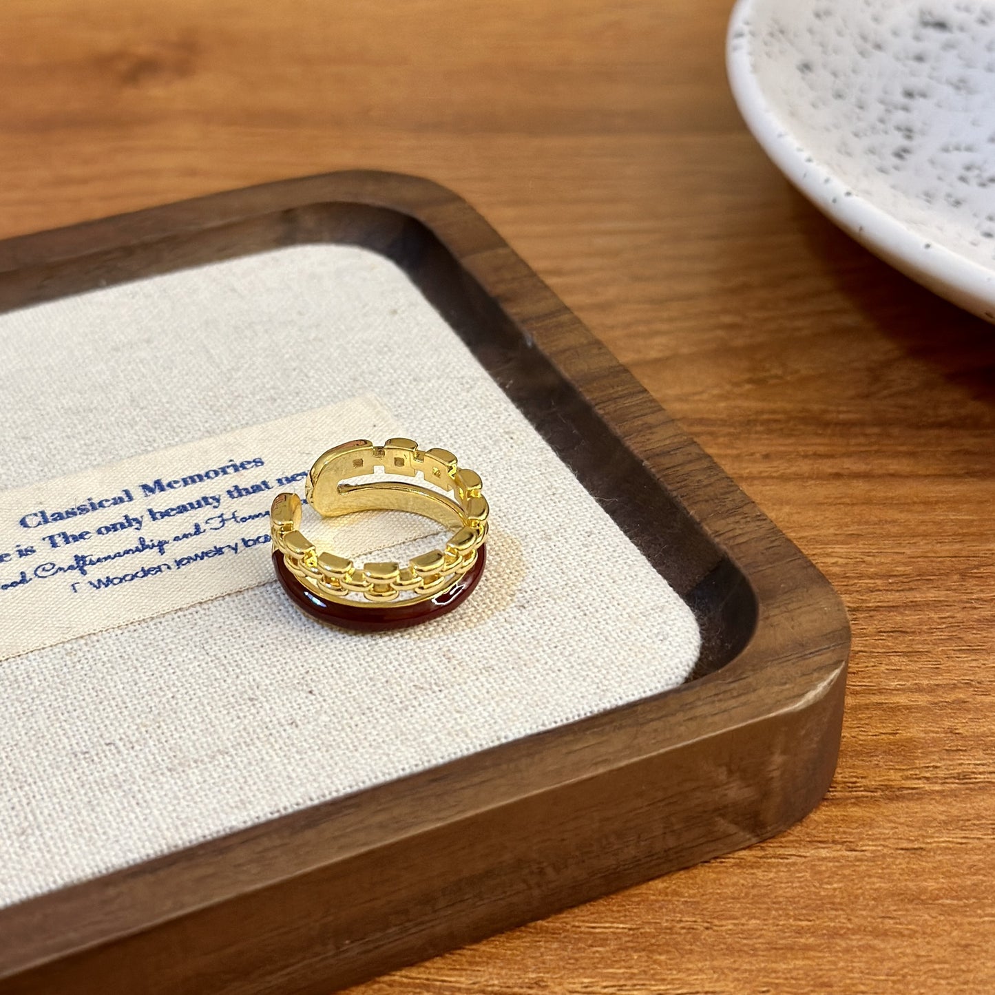 Red Dripping Oil Love Inlaid Zirconium Adjustable Index Rings