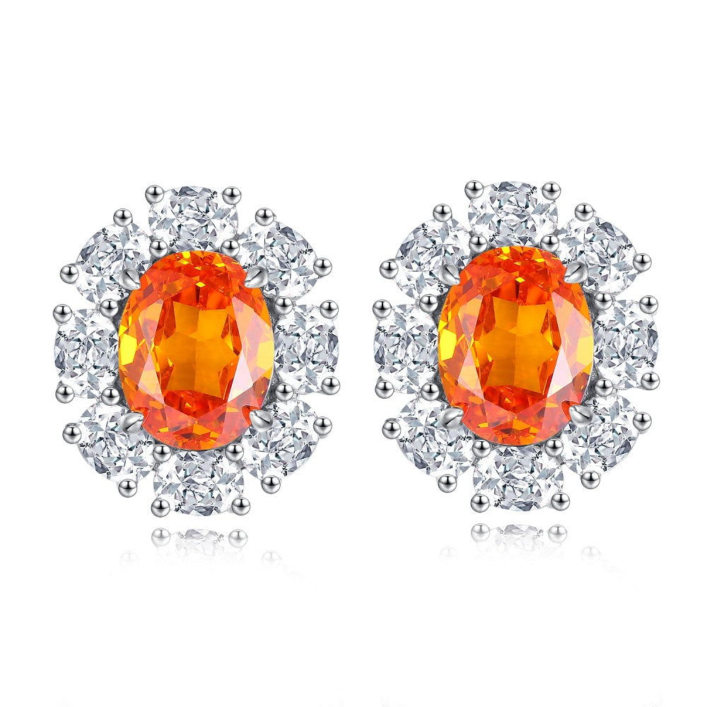Women's Sterling Sier For Full Rhinestone Zircon High Carbon Earrings