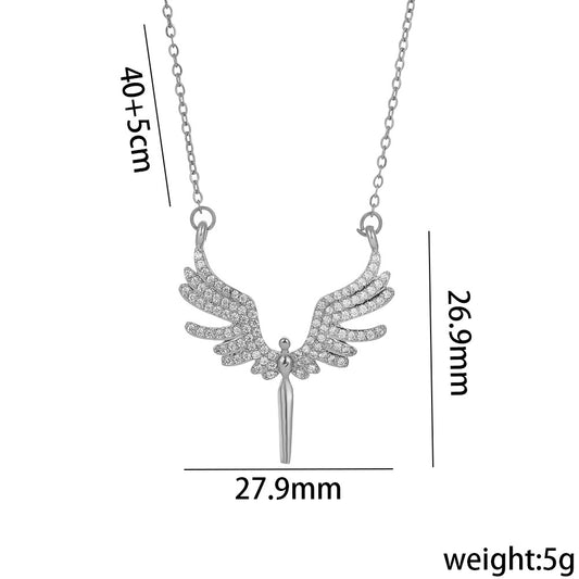 Plaid Selling Colorful Crystals Angel Wings Necklaces