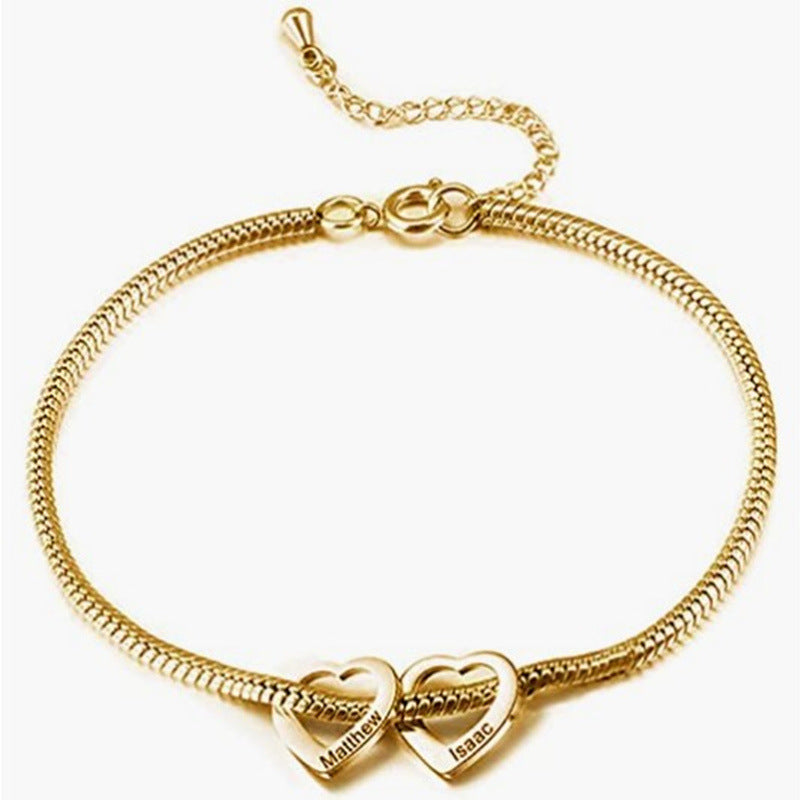 Women's Stainless Steel Heart Shaped Love Name Bracelets