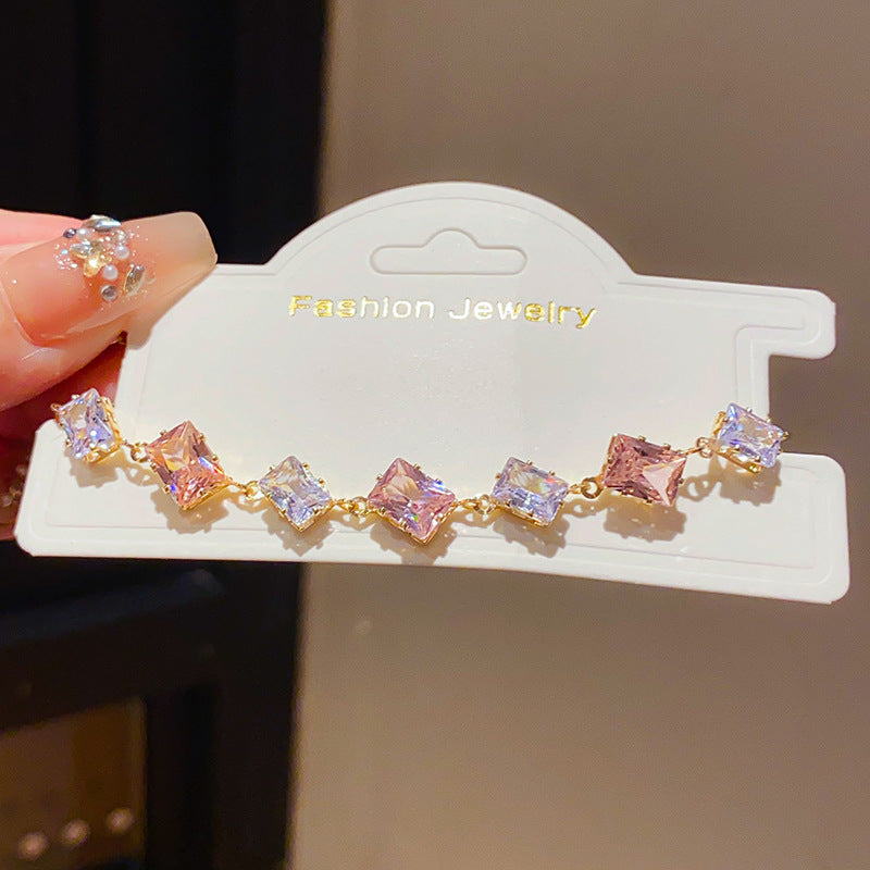 Pink Heart Diamond Flower Light Luxury Minority High Sense Fashion Bracelet