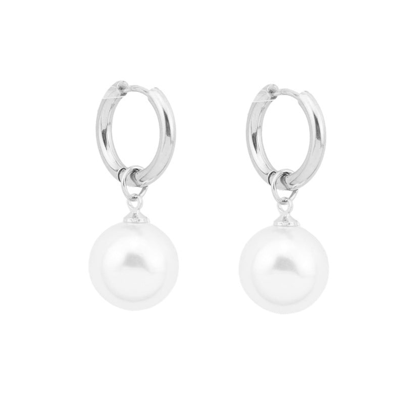 Imitation Pearl Stainless Steel Ear Clip Elegant Classic Do Earrings