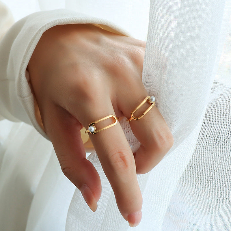 Steel Gold Plated Personality Geometry Round Versatile Rings