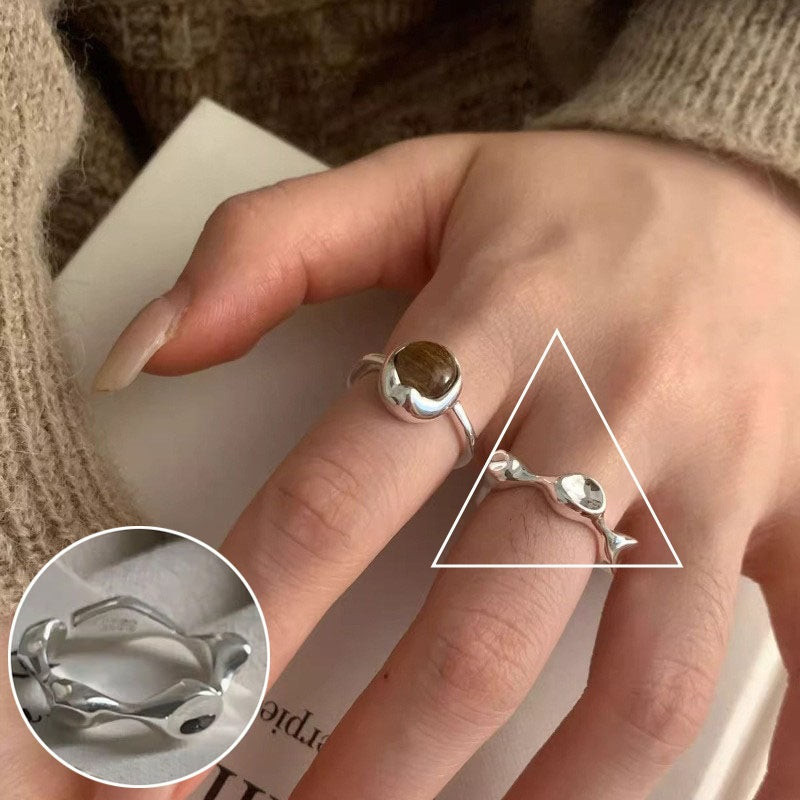 Women's Bowknot Simple Geometric Lines Twin Open Rings