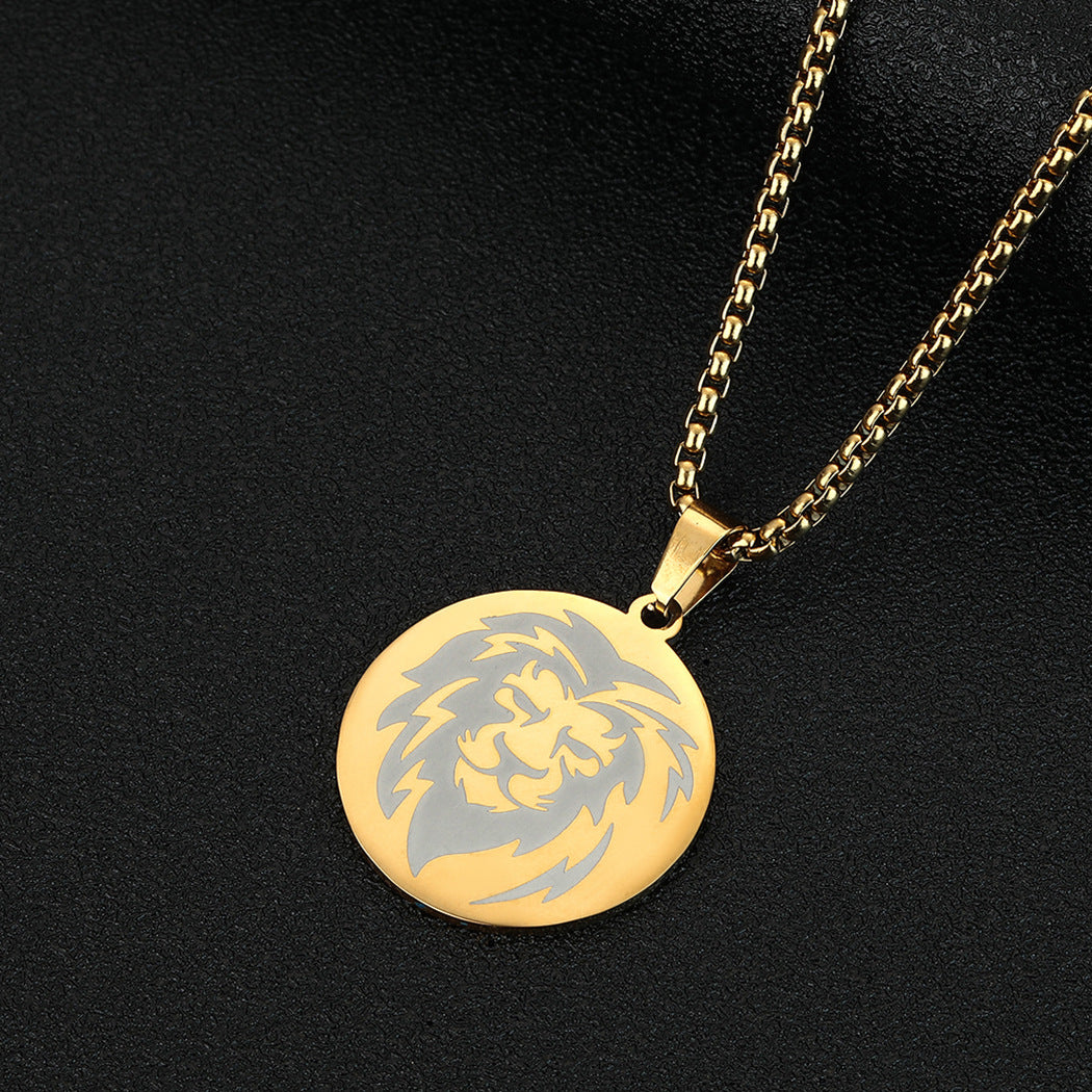 Men's Steel Fashion Carved Lion Personality Simple Necklaces