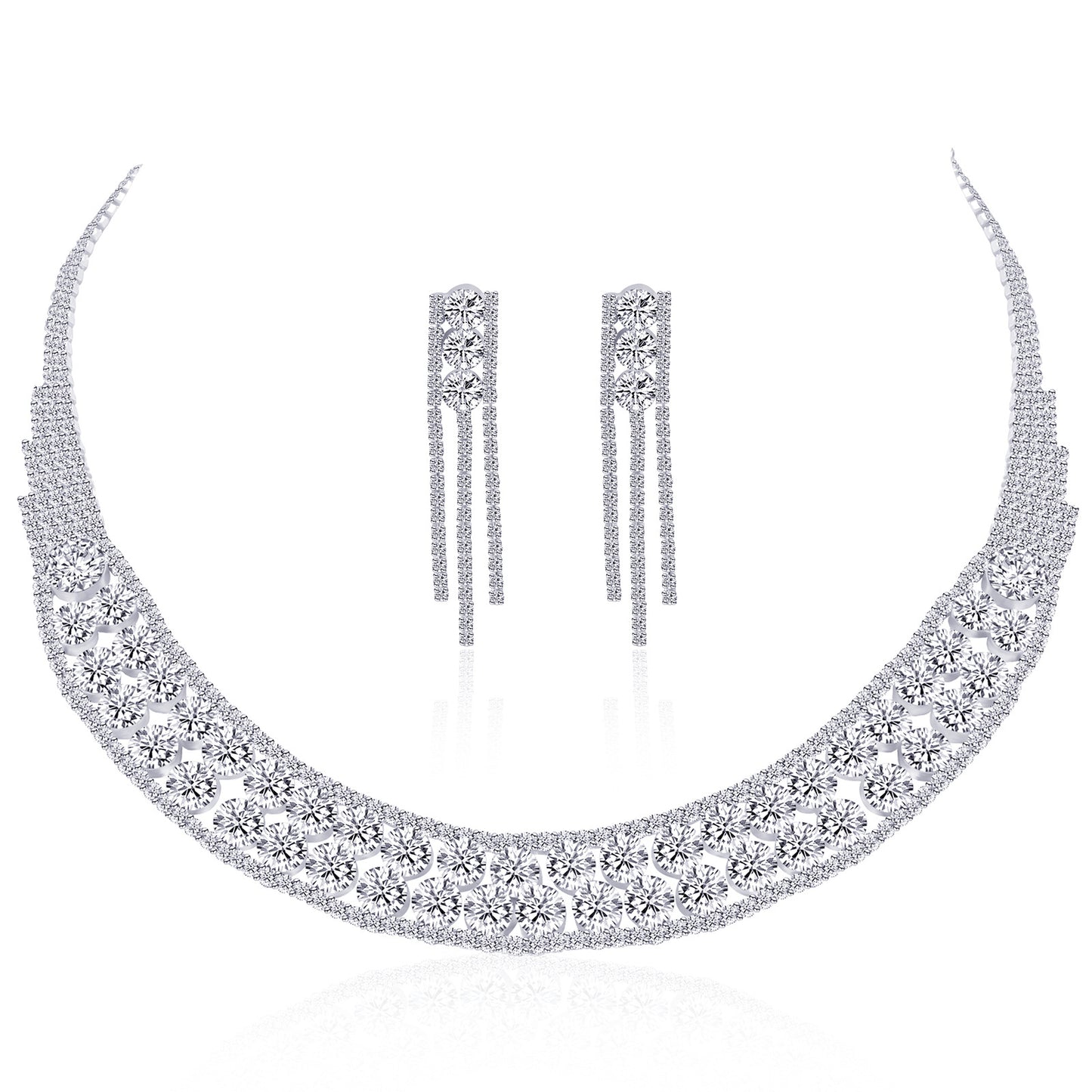 Luxury Super Flash Rhinestone Suite Bridal Jewelry Set