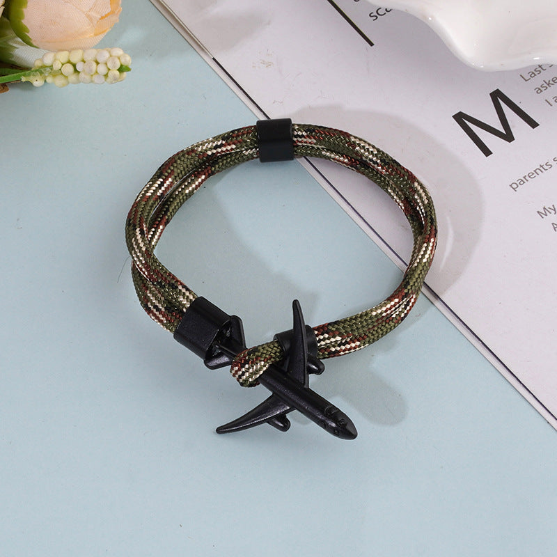 Men's Alloy Aircraft Buckle Lun Rope Retractable Bracelets