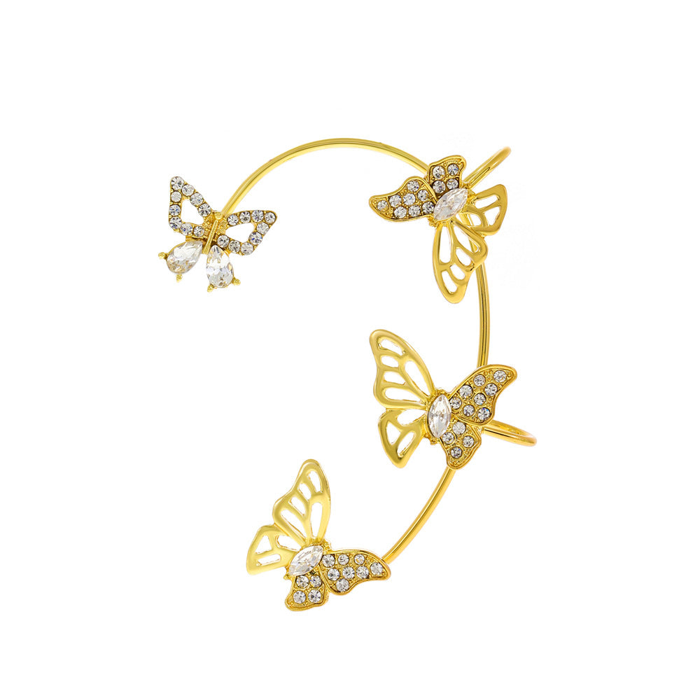 Style Metal Irregular Butterfly Ear Hanging Female Niche Earrings