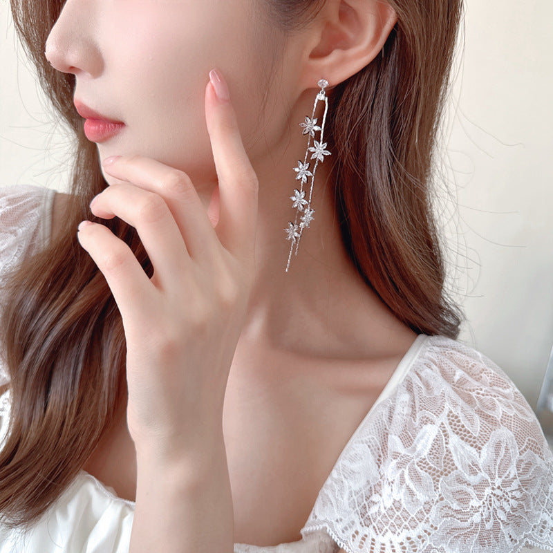 Super Fairy Long Face Modification Zircon Earrings