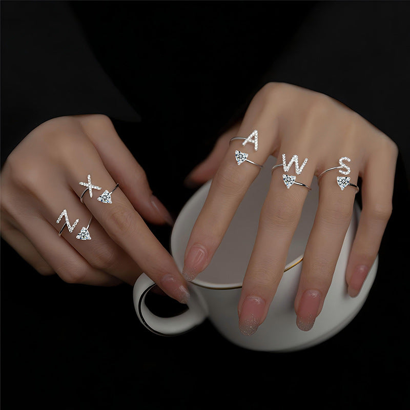 In Sterling Sier Letters Adjustable Fashion Rings