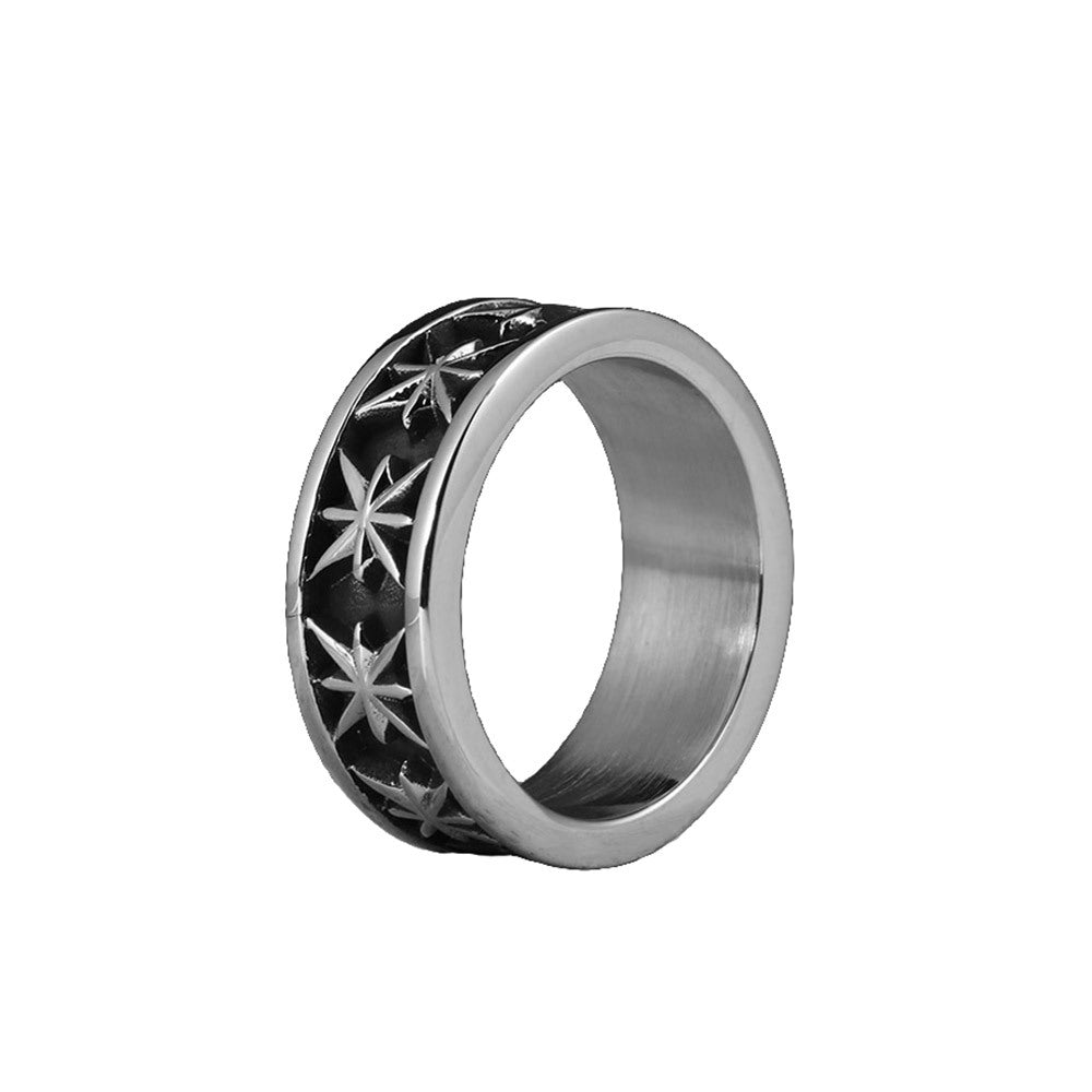 Men's Rice Flower Octagonal Star Titanium Steel Rings