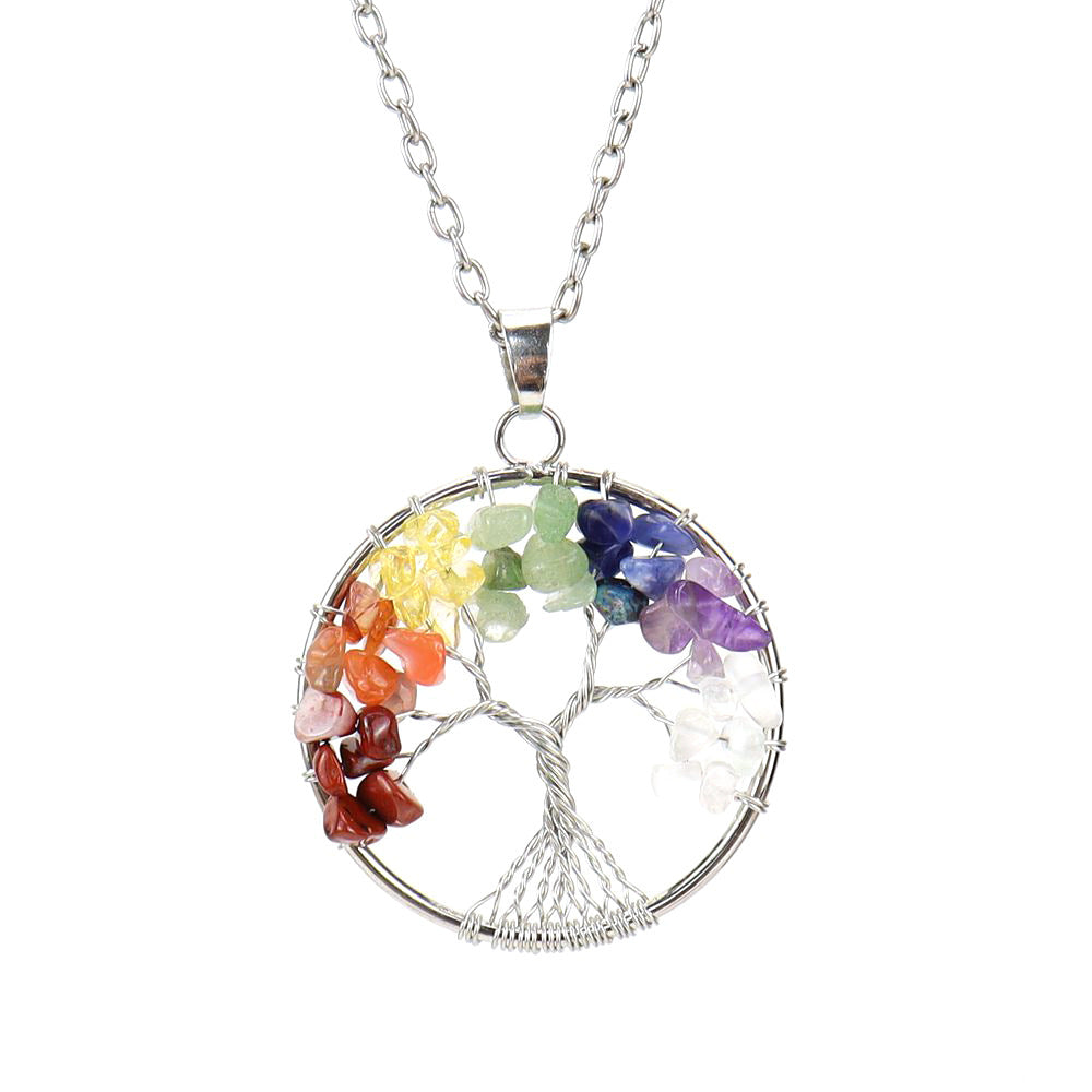 Handmade Winding Colorful Crystal Gravel Tree Root Necklaces