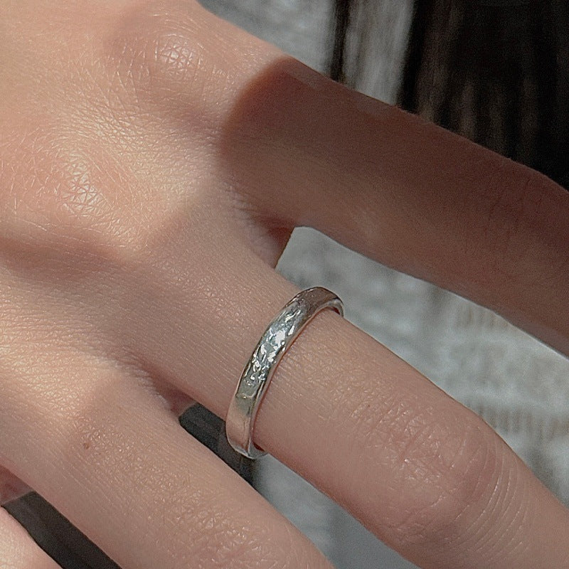 Sier Korean Style Niche Design Retro Simple Ring