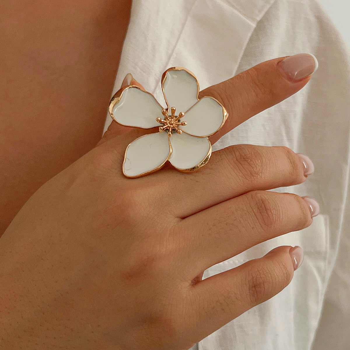 Beautiful Flowers Big Metallic Bohemian Stereo Starfish Rings