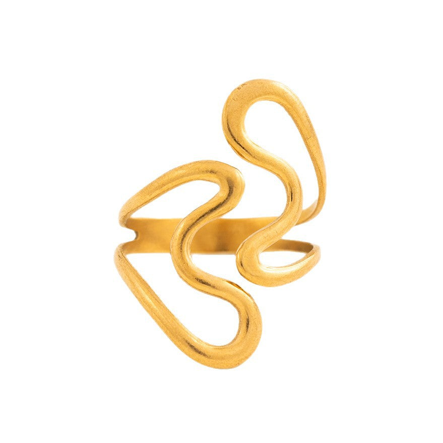 Heart-shaped Stainless Steel Open Geometric Titanium No Ring