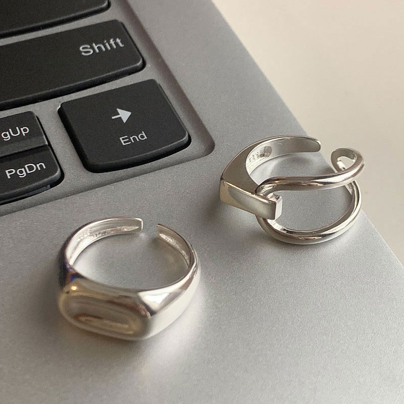 High-grade Asymmetric Design Cold Scenery Oval Rings