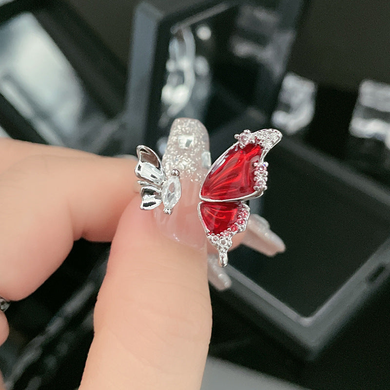 Drip Glazed Open Female Cold Style Light Luxury High-grade Rings